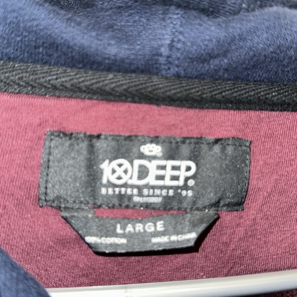 10 Deep, Navy Pull Zip Hoodie, Size: Large - Picture 3 of 3